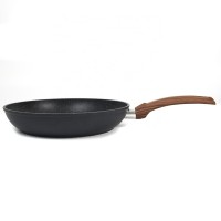 Forged aluminum marble coated frying pan with wooden handle