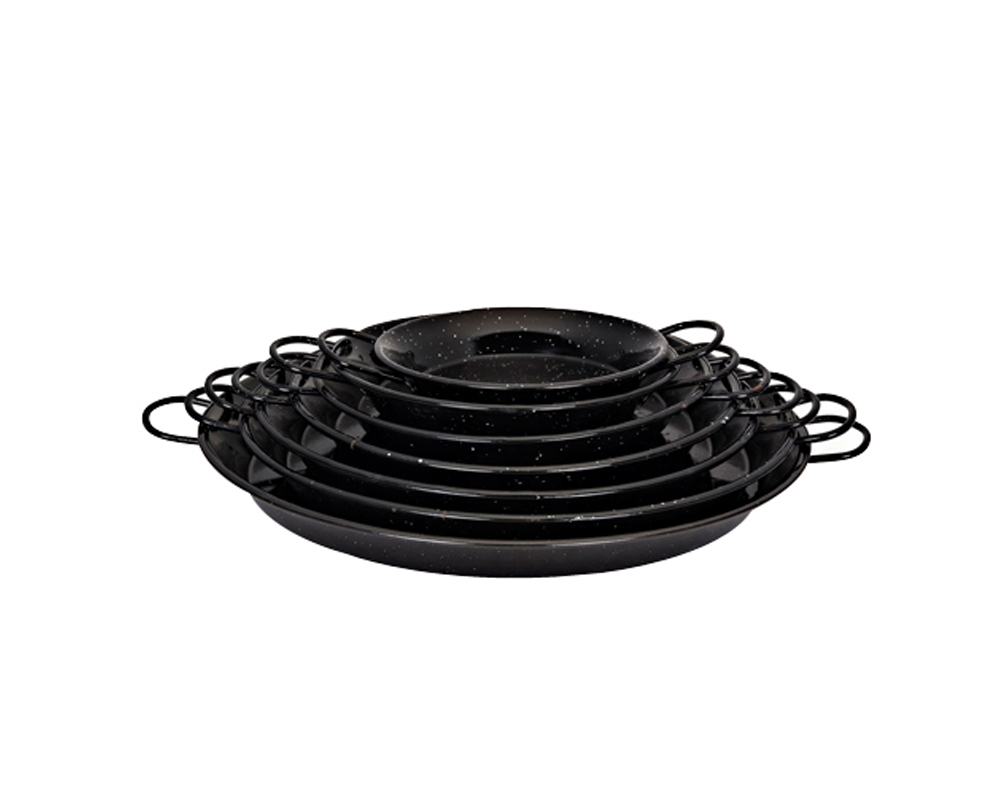 34cm Small Black Enameled Carbon Steel Paella Pan