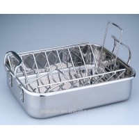 High quality stainless steel cookware square roaster  baking tray with steamer (40.5*28*7cm)